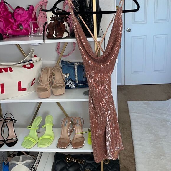 Naked Wardrobe Sequin Mini with Thigh Split, SZ M - Picture 7 of 9